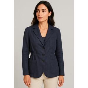Barena Venezia Italian Navy Linen/Cotton Blazer, Career, Travel, Resort, 8